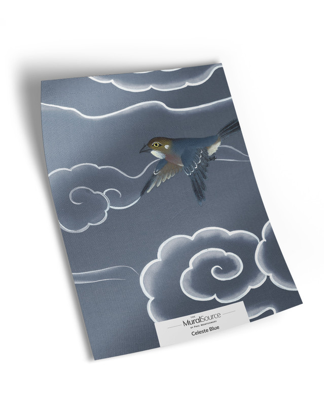 10" x 13" sample of Celeste Blue, blue chinoiserie.