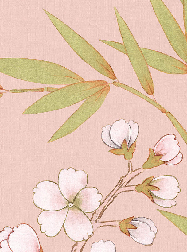 Chai Wan Triptych, printed mural wallpaper by Paul Montgomery. Rose detail shot.