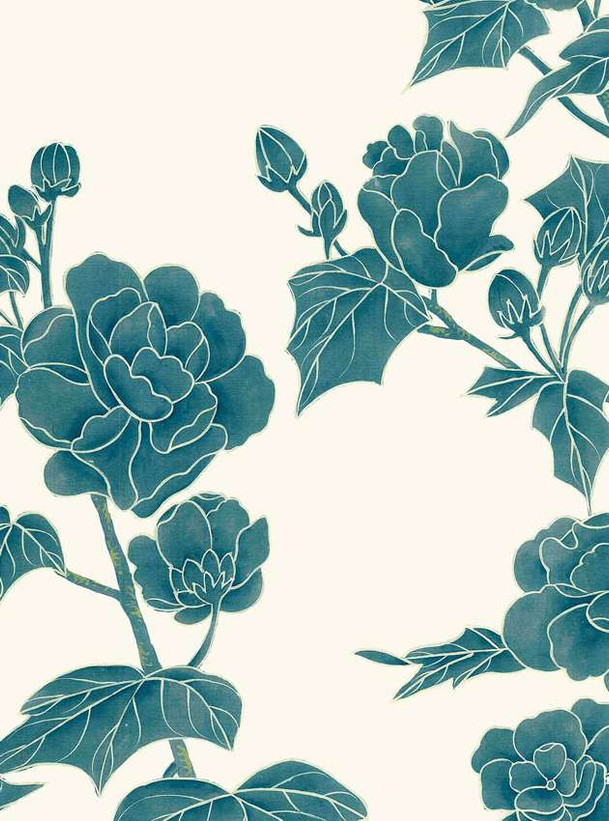 Chanteur White, printed mural wallpaper by Paul Montgomery. Adriatic detail shot.