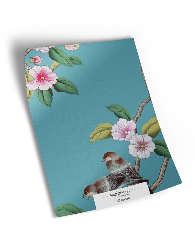 10" x 13" sample of Cheridah; blue/green chinoiserie