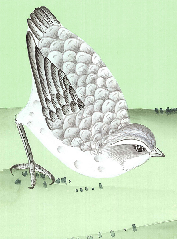 Chanteur Spring, printed mural wallpaper by Paul Montgomery. Up-close detail shot.