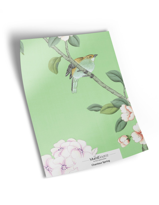 10" x 13" sample of Chanteur Spring; green chinoiserie