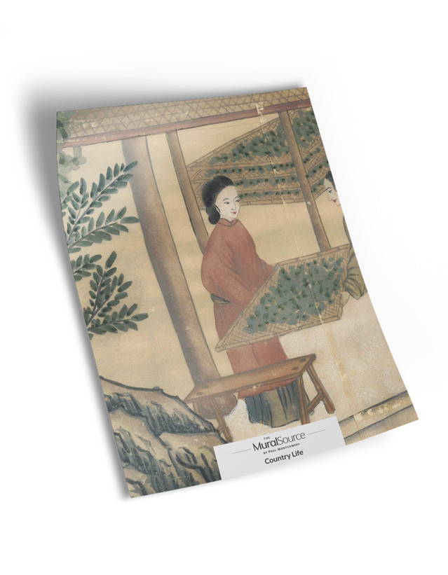 10" x 13" sample of Country Life; beige chinoiserie