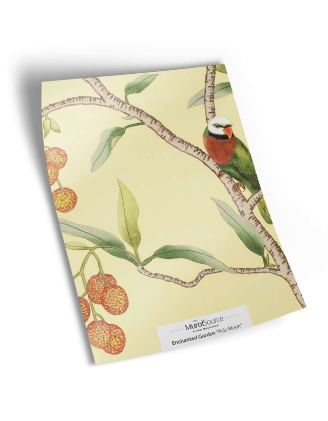 10" x 13" sample of Enchanted Garden; yellow chinoiserie