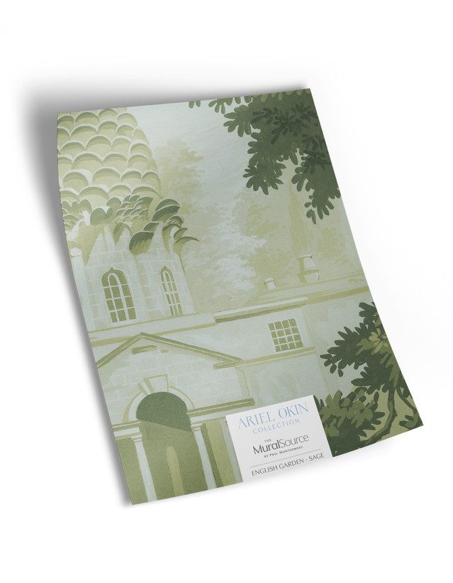 10" x 13" sample of English Garden; sage green panoramic