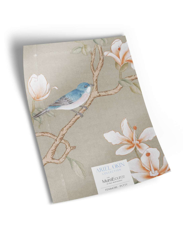 10" x 13" sample of Fenimore; beige chinoiserie