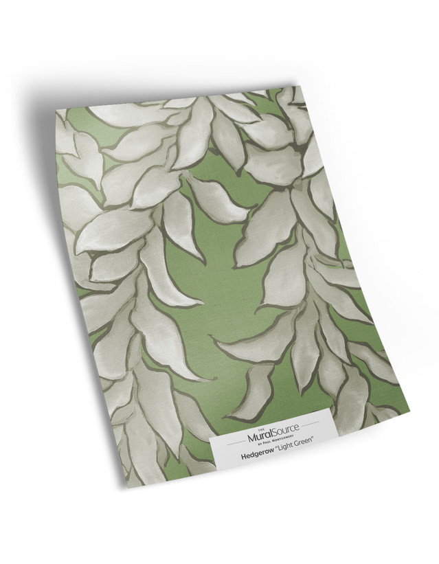 10" x 13" sample of Hedgerow; light green chinoiserie
