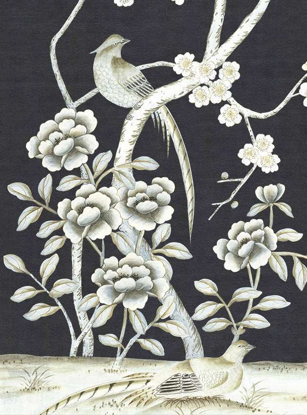Maysong Charcoal, printed mural wallpaper by Paul Montgomery. Charcoal detail shot.