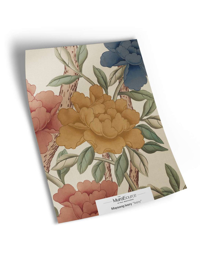 10" x 13" sample of Maysong Ivory; ivory chinoiserie