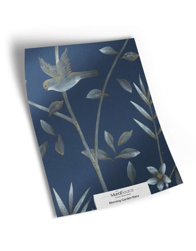 Morning Garden Navy Sample | The Mural Source by Paul Montgomery