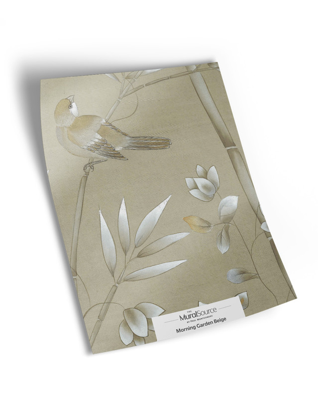 10" x 13" sample of Morning Garden Beige; beige chinoiserie