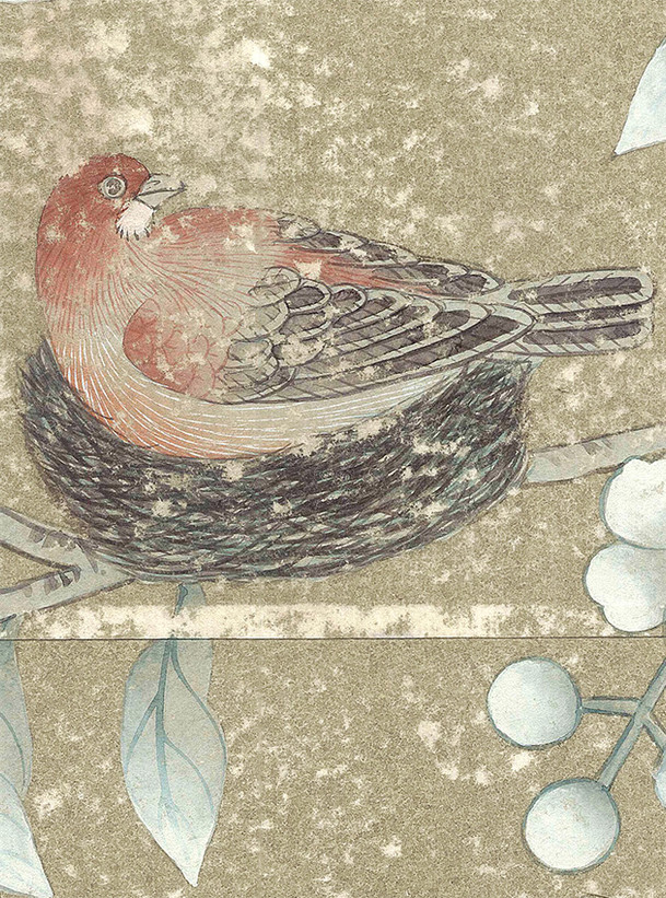 Nanjing Tea Paper, printed mural wallpaper by Paul Montgomery. Up-close detail shot.