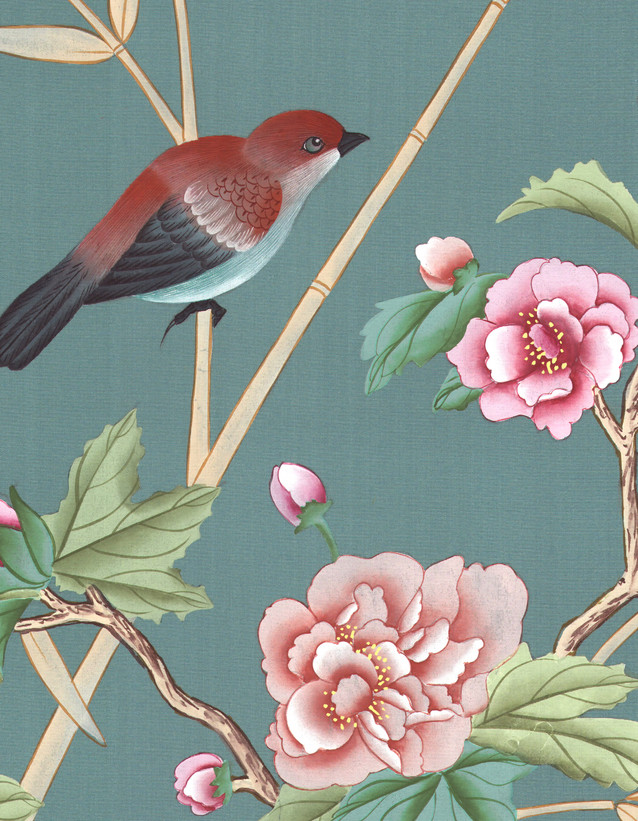 Otley Park, printed mural wallpaper by Paul Montgomery. Detail shot.
