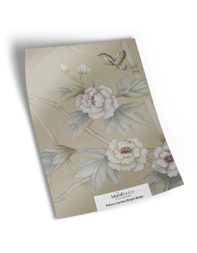 10" x 13" sample of Palace Garden Bright Beige; beige chinoiserie
