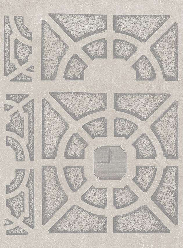 Parterre Promenade, printed mural wallpaper by Paul Montgomery. Sandstone detail shot.