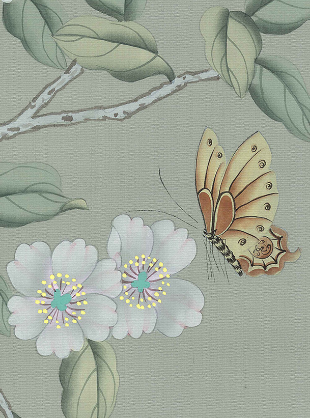 Picardy, printed mural wallpaper by Paul Montgomery. Up-close detail shot.