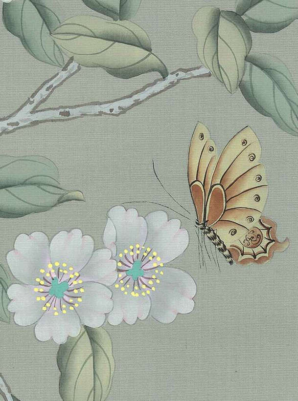 Picardy, printed mural wallpaper by Paul Montgomery. Up-close detail shot.