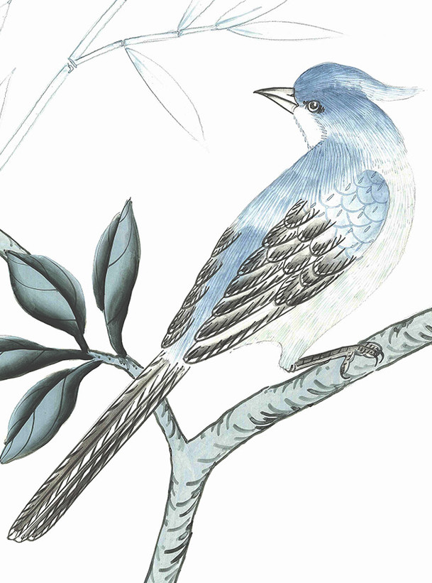 Solitude White, printed mural wallpaper by Paul Montgomery. Detail shot.