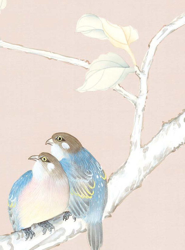 Spring Meadow, printed mural wallpaper by Ariel Okin for Paul Montgomery. Pointe detail shot.