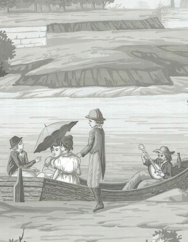 Tremezzo, printed mural wallpaper by Paul Montgomery. Detail shot.