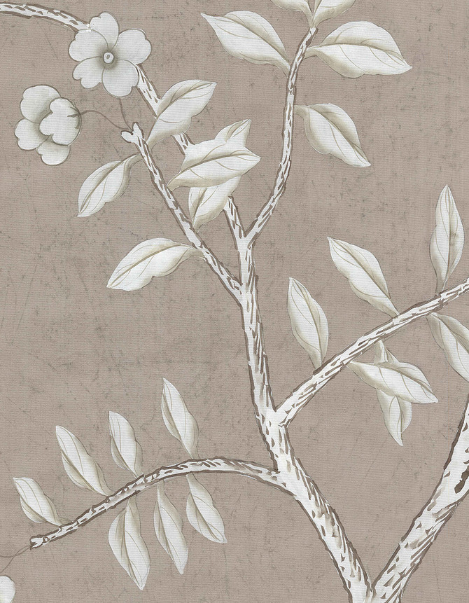 Maysong Beige Crackle, printed mural wallpaper by Paul Montgomery. Up-close detail shot.