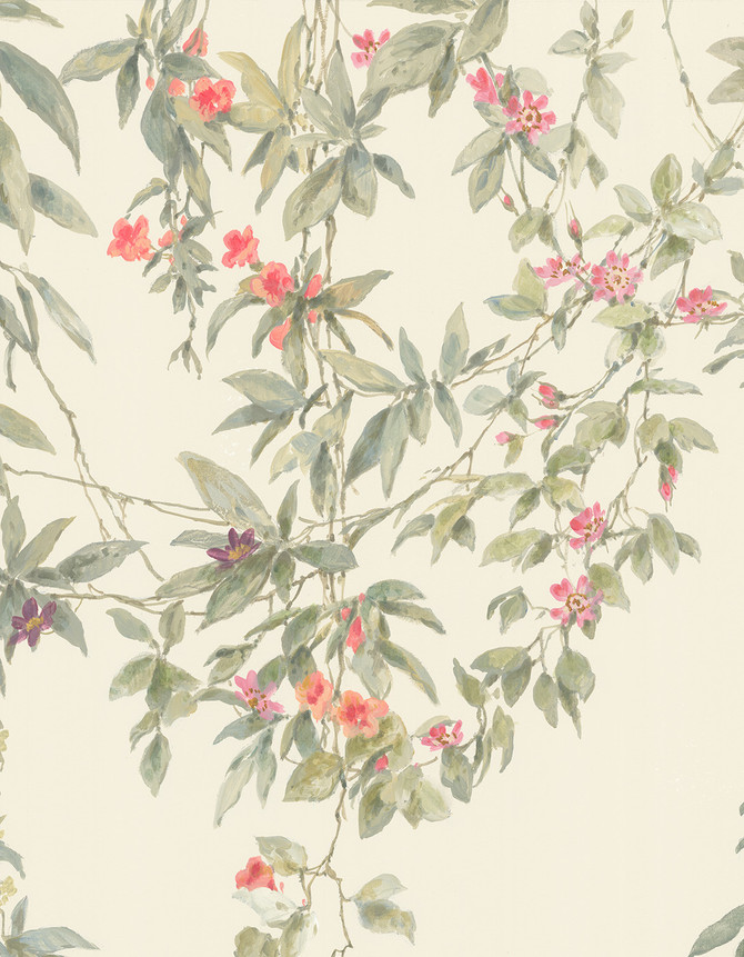Cascade Florale, printed mural wallpaper by Paul Montgomery. Up-close detail shot.