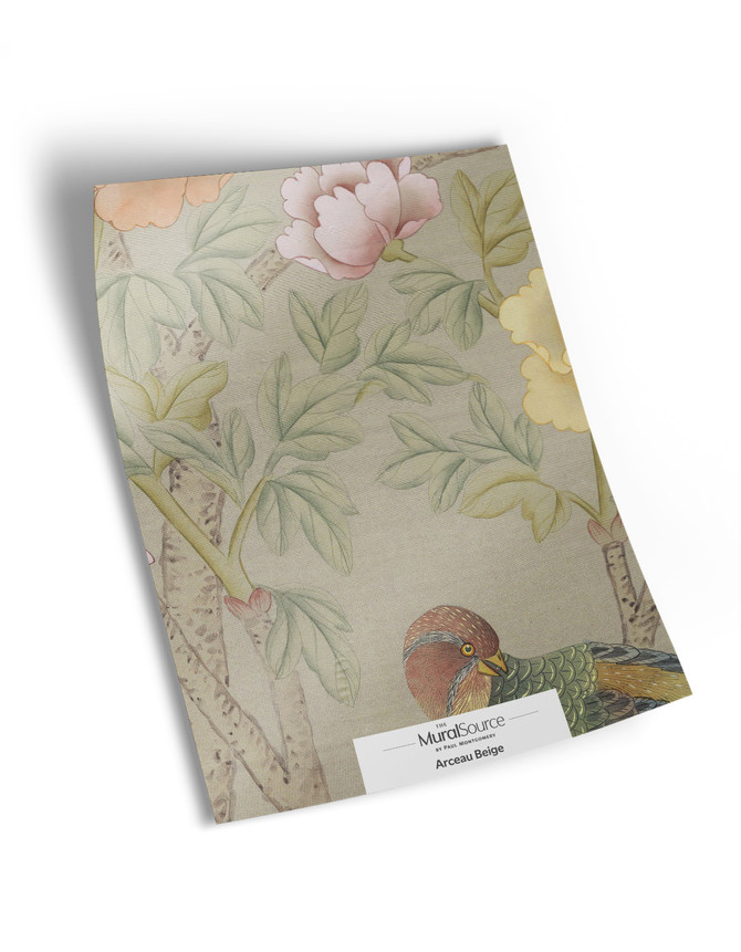 10" x 13" sample of Arceau Beige; Beige chinoiserie