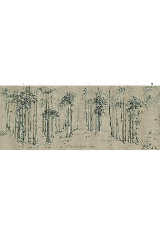 Bamboo Grove, printed mural wallpaper by Paul Montgomery. Panel layout.