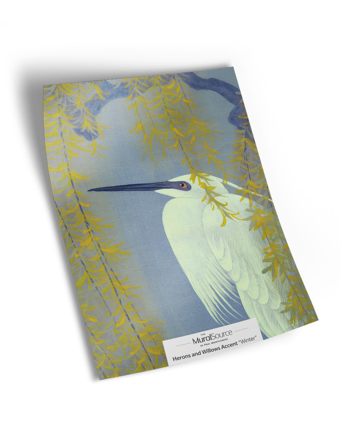 10" x 13" sample of Herons & Willows Accent; winter modern mural