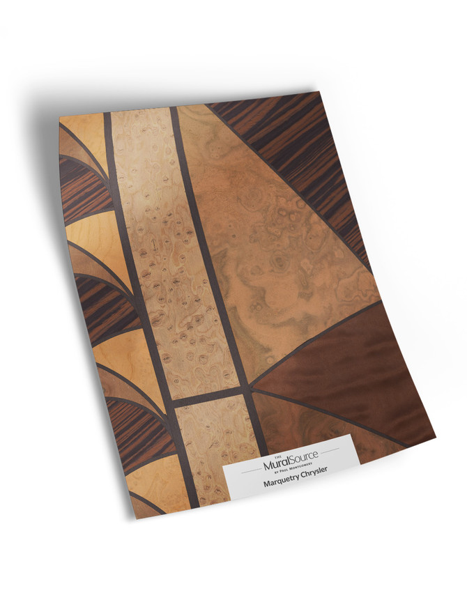 10" x 13" sample of Marquetry Chrysler; beige mural wallpaper.