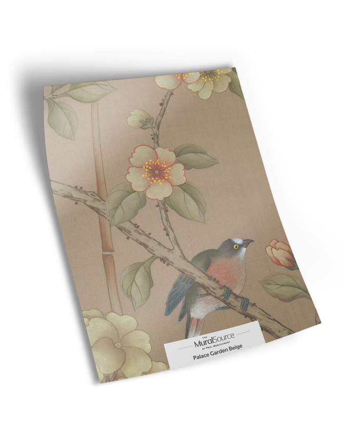 10" x 13" sample of Palace Garden Beige; beige chinoiserie