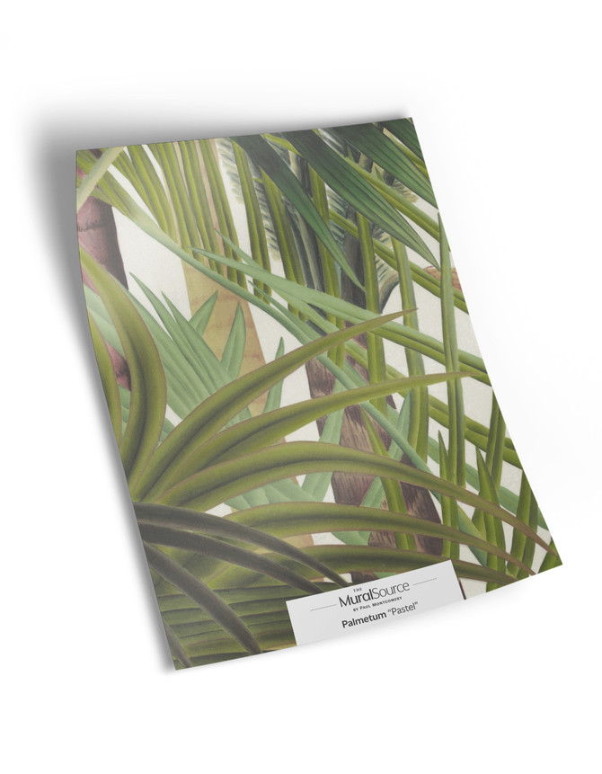 10" x 13" sample of Palmetum; white modern mural