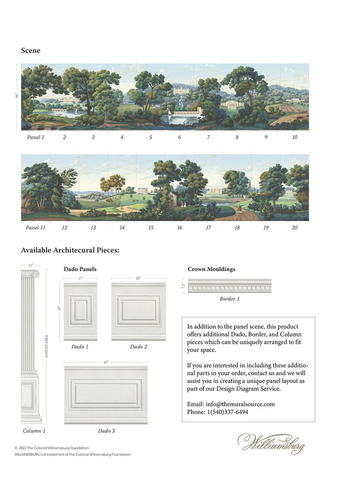 Regency Views, printed mural wallpaper by Paul Montgomery. Additional parts.