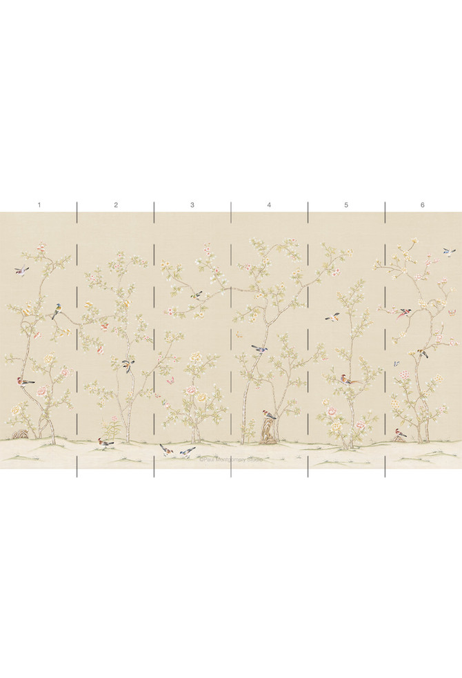 Solitude Taupe, printed mural wallpaper by Paul Montgomery. Panel layout.