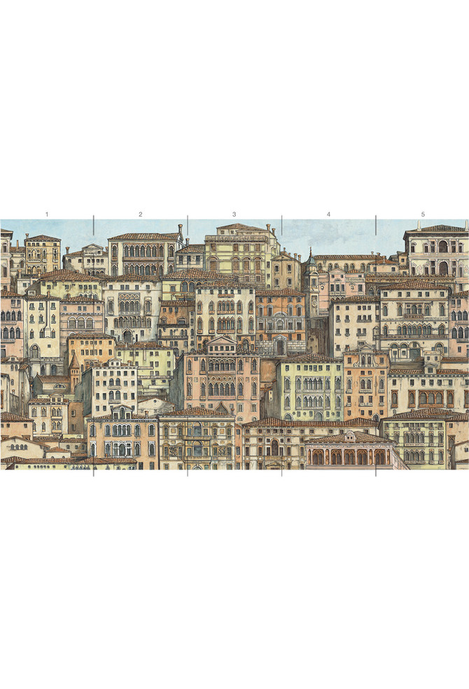 Venice, printed mural wallpaper by Paul Montgomery. Full color panel layout.