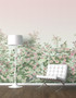 Chrysantha, printed mural wallpaper by Paul Montgomery. Spring mural in room.