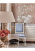 Maysong Beige Crackle, printed mural wallpaper by Paul Montgomery. Beige Chinoiserie in room.