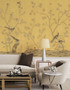 Calloway, printed mural wallpaper by Paul Montgomery. Golden chinoiserie in room.