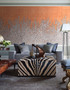 Hedgerow Copper, printed mural wallpaper by Paul Montgomery. Copper chinoiserie in room.