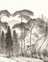 Japanese Landscape, printed mural wallpaper by Paul Montgomery. Detail shot.