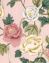 Imperial Garden, printed mural wallpaper by Paul Montgomery. Peach detail shot.