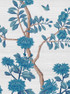 Mughal Garden, printed mural wallpaper by Paul Montgomery. Directorie Blue detail shot.