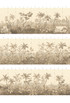 Palmera, printed mural wallpaper by Paul Montgomery. Sepia panel layout.
