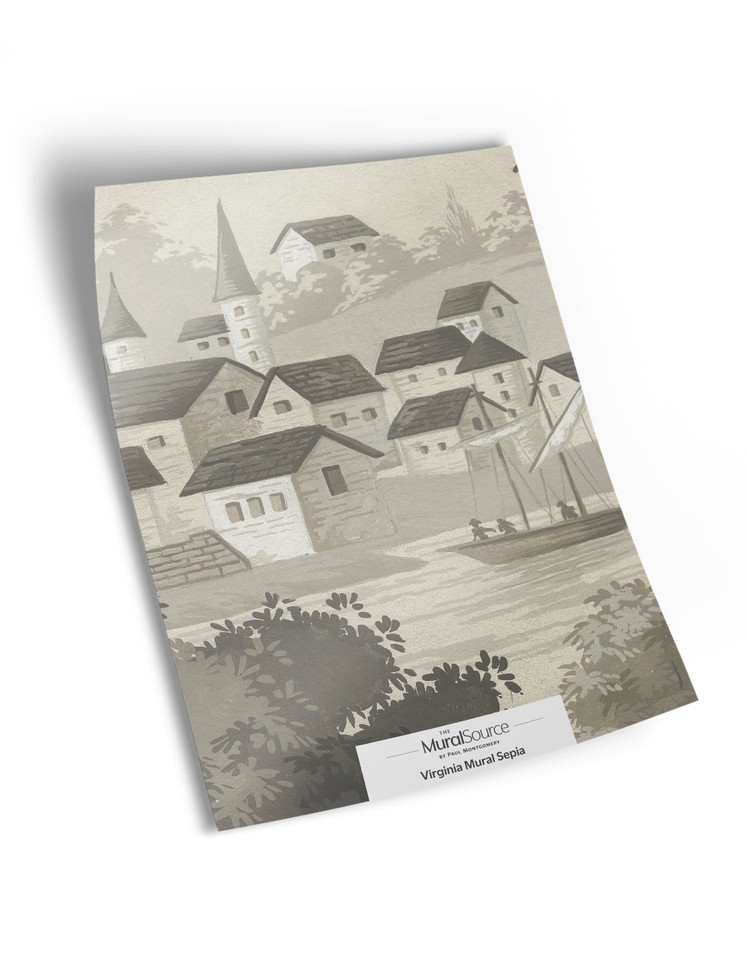 10" x 13" sample of Virginia Grisaille; grey panoramic