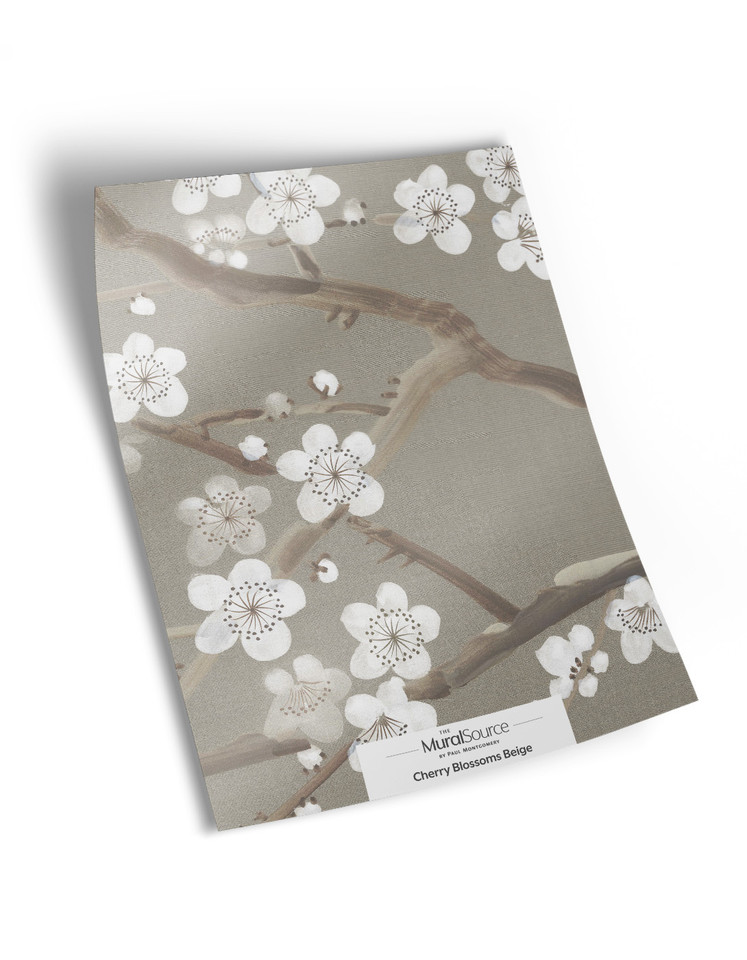 10" x 13" sample of Cherry Blossoms Beige; beige modern mural