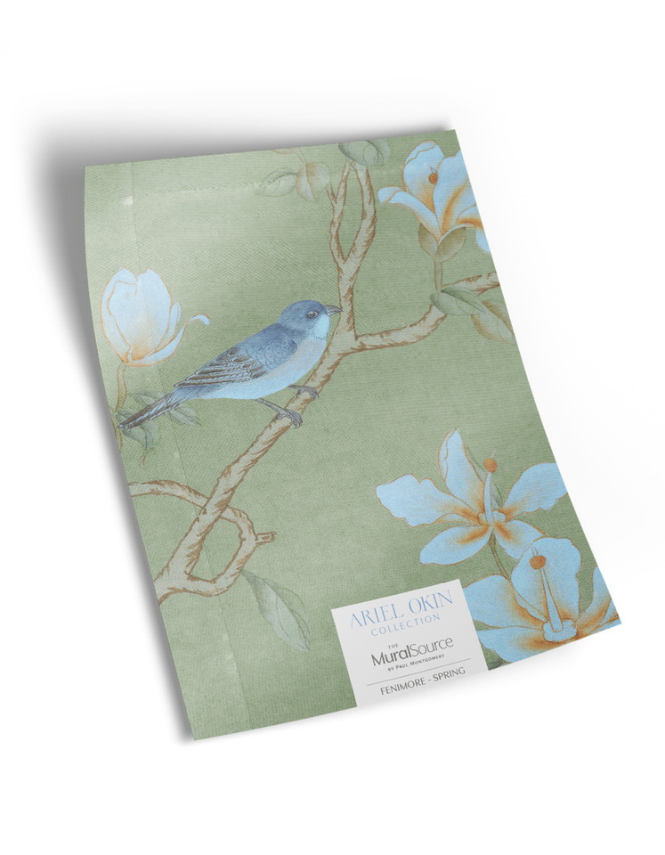 10" x 13" sample of Fenimore; green chinoiserie