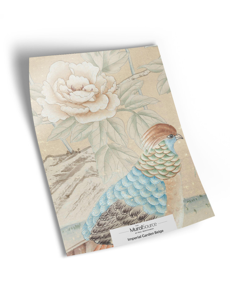 10" x 13" sample of Imperial Garden Beige; beige chinoiserie