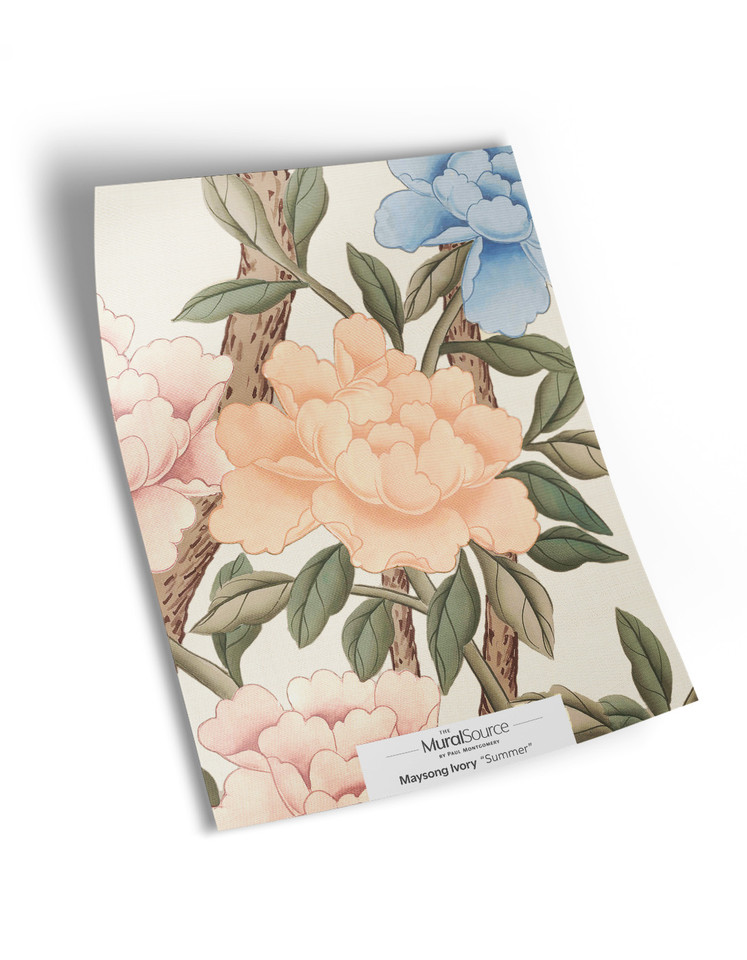 10" x 13" sample of Maysong Ivory; ivory chinoiserie