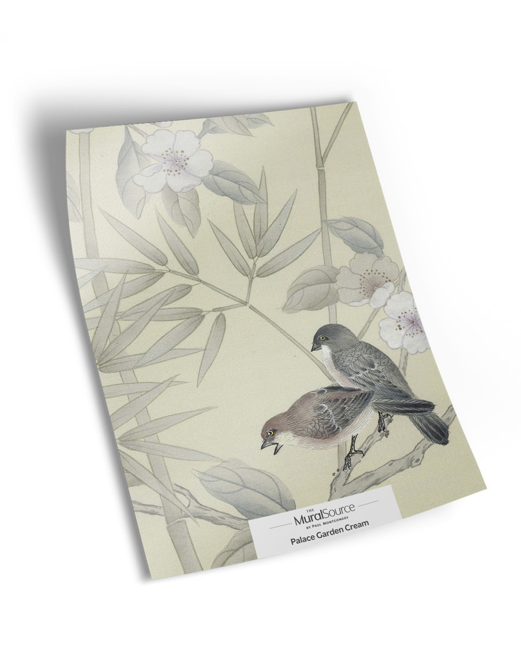 10" x 13" sample of Palace Garden Cream; cream chinoiserie