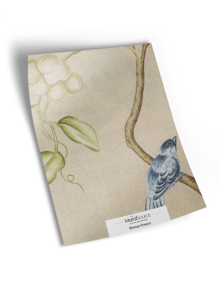 10" x 13" sample of Rinnan Fresco; beige chinoiserie